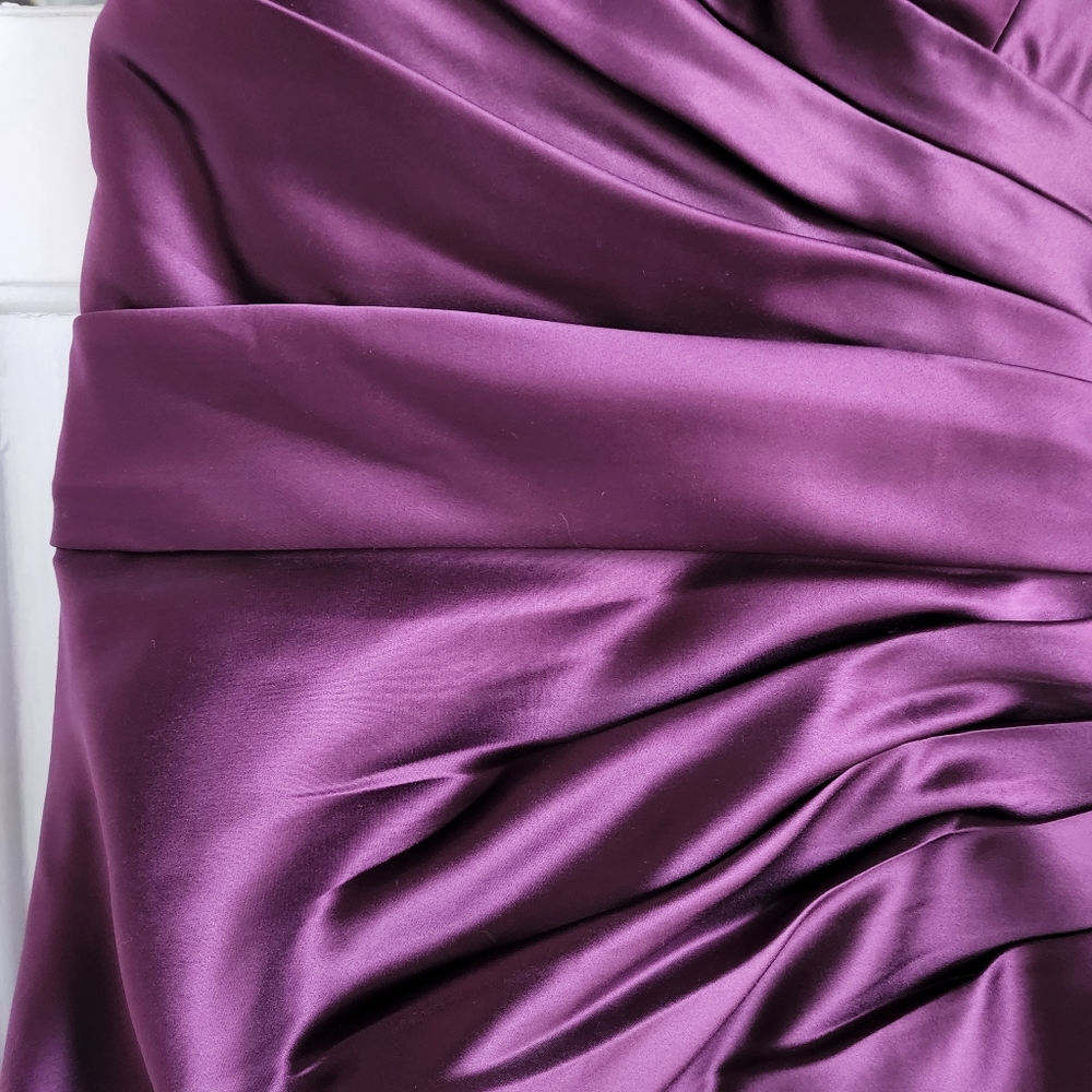 Bill Levkoff Purple Strapless Rouged Formal Dress, Sz 12 - Picture 3 of 10